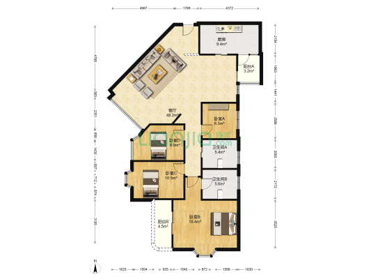 万和苑 4室1厅2卫 155平方