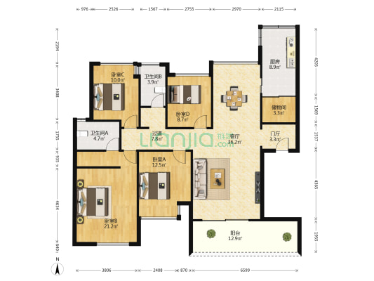 凤景湾 4室1厅2卫 153平方