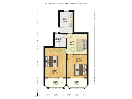 龙漕路245弄 2室1厅1卫 61平方