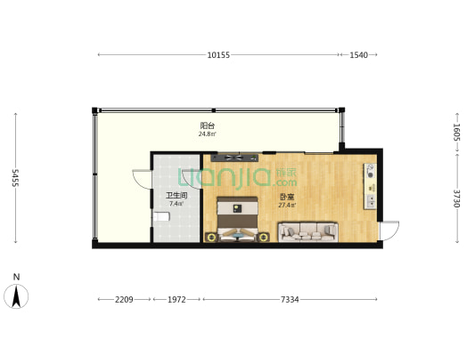 大卫传奇 1室0厅1卫 70平方