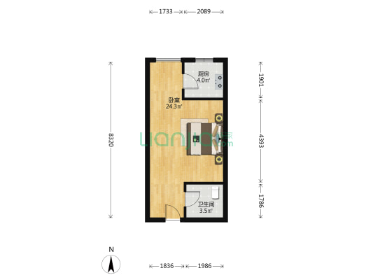 名流美域小区，开发区，购物方便大开间-户型图