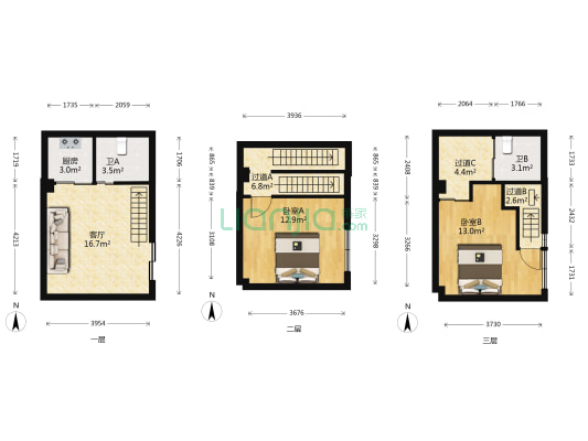 公园路 2室1厅2卫 98平方