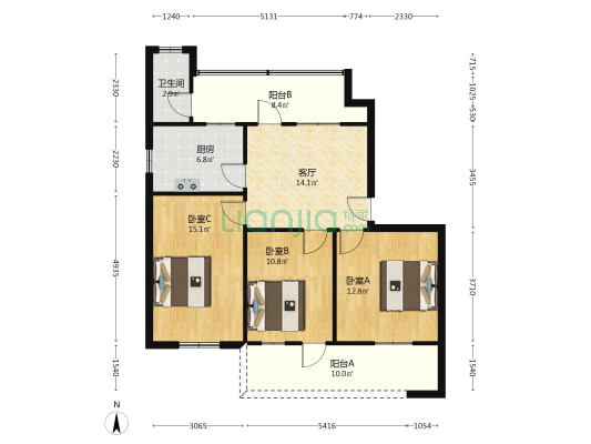 树藩大街1038号 3室1厅1卫 91平方