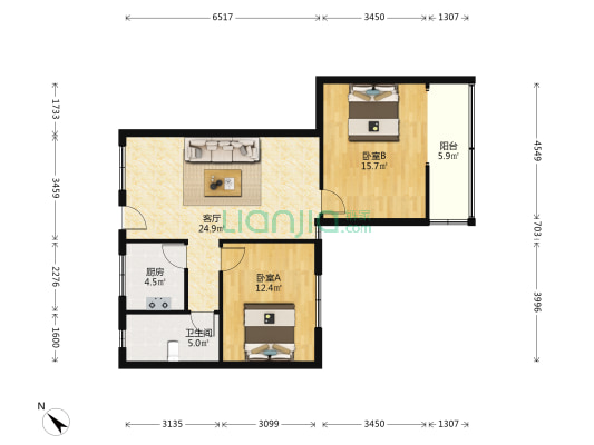 抚琴街南三巷 2室1厅1卫 85平方