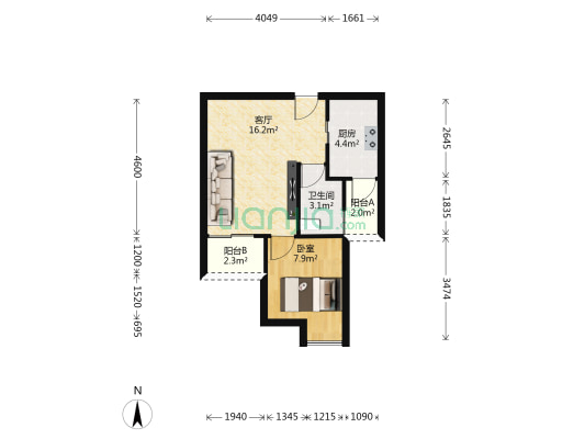 康韵家园 1室1厅1卫 46平方