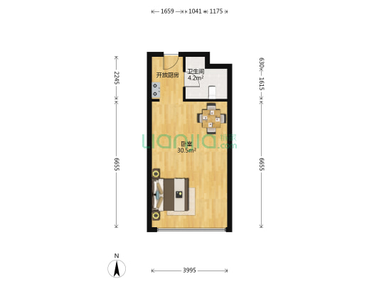中林大厦 1室0厅1卫 53平方