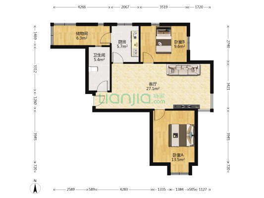 家兴里 2室1厅1卫 66平方