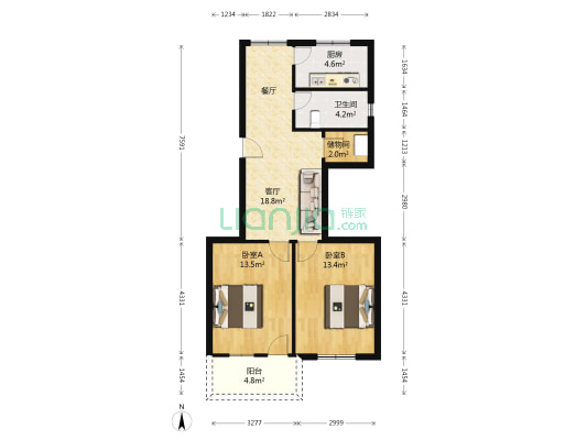外贸宿舍（北环中路103号） 2室1厅1卫 73平方