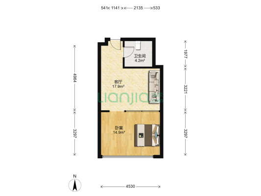 未来城 1室1厅1卫 53平方