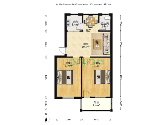 望海西路65号 2室1厅1卫 71平方