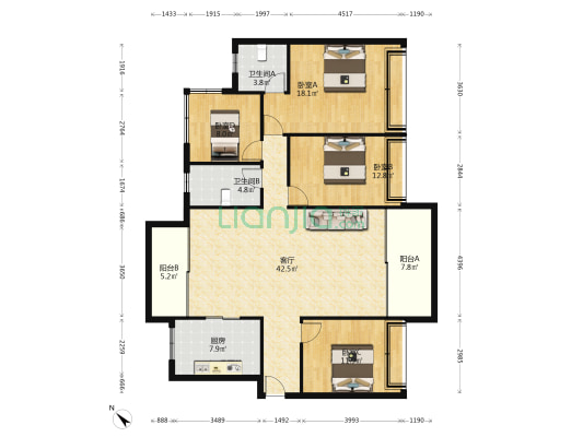 碧桂园燕湖郡 4室1厅2卫 143平方