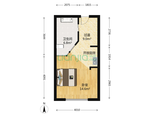 波特曼公寓 1室0厅1卫 49平方