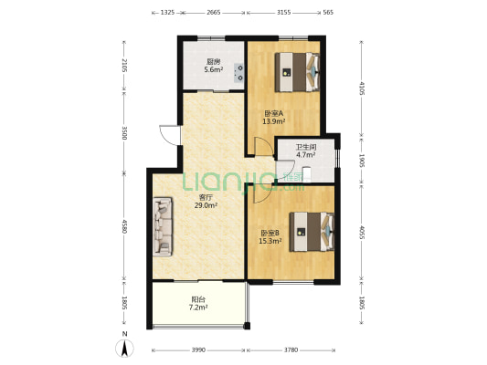 柳桥下家园 2室1厅1卫 88平方