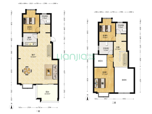 优山美地花园南区 3室1厅3卫 161平方