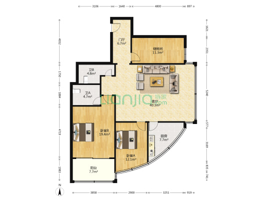 海狮大厦 2室1厅2卫 152平方