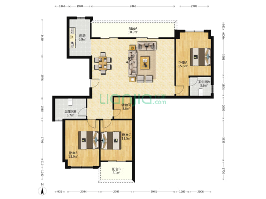 碧桂园•漓江公馆 3室1厅2卫 143平方