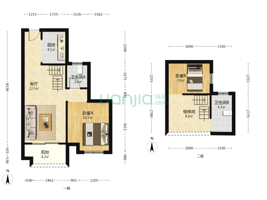 新城天悦观澜 2室1厅2卫 93平方