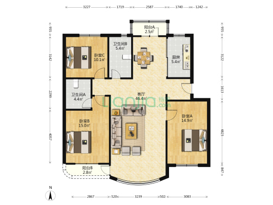 水仙明珠 3室1厅2卫 131平方