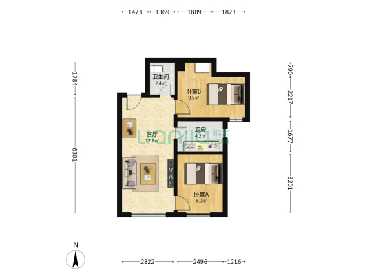大峪小白楼 2室1厅1卫 68平方