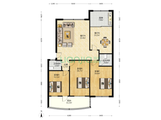 新华书店家属院 3室2厅2卫 141平方