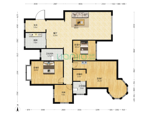 东海假日花园（洋房） 4室2厅2卫 146平方