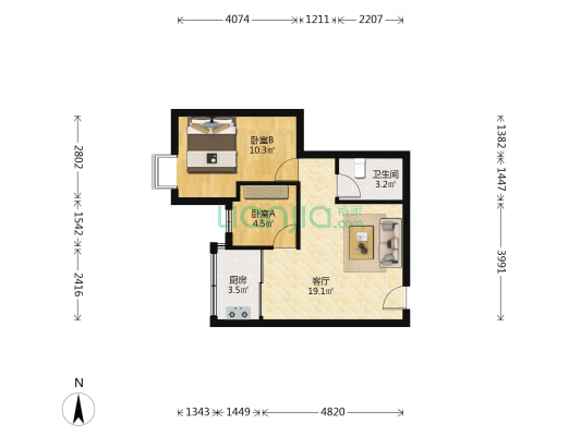 嘉城苑 2室1厅1卫 51平方