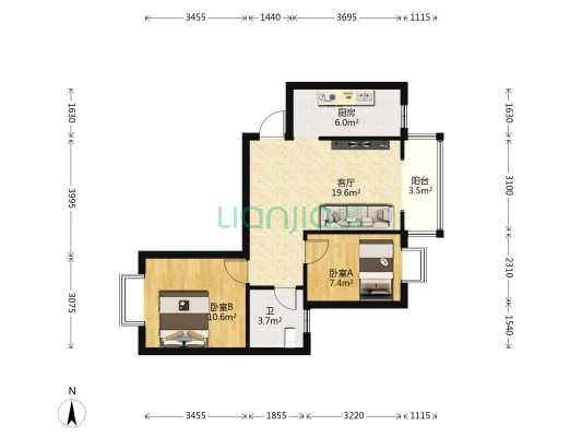 云冶生活区 2室1厅1卫 69平方