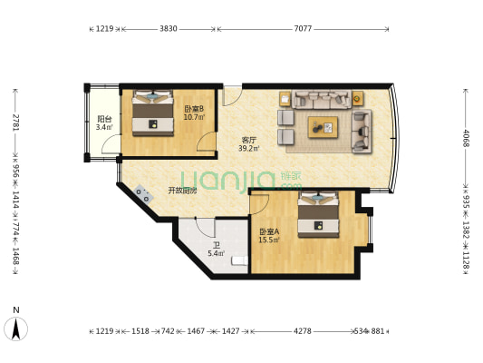 显兴楼 2室1厅1卫 88平方