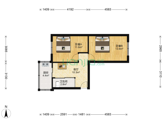 翠华小区 2室1厅1卫 54平方