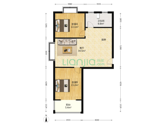 欣欣家园 2室1厅1卫 93平方