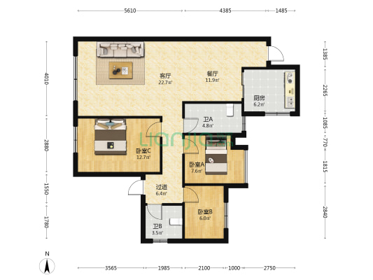 群升大智汇思源郡 3室2厅2卫 112平方