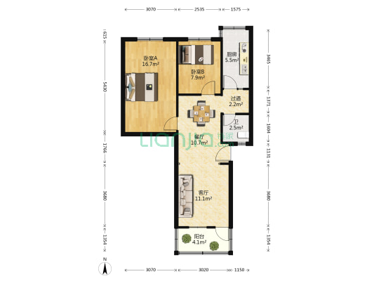 缝纫机厂家属院 2室2厅1卫 77平方