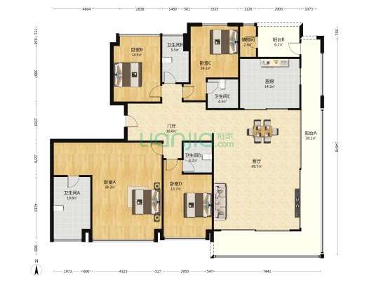 嘉臣道一期 4室1厅4卫 261平方