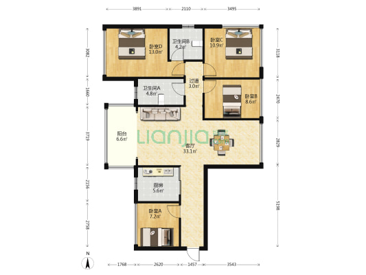 绿景南庄 4室1厅2卫 110平方