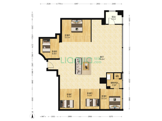 数码01大厦 5室1厅0卫 176平方