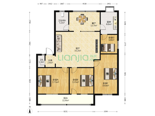 襄州区育红路司法局家属院 4室2厅2卫 163平方