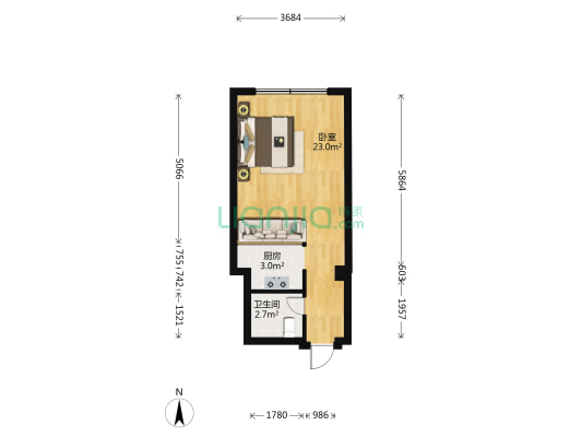 明珠苑 1室0厅1卫 43平方