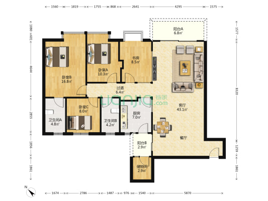 锦绣华庭 4室1厅2卫 153平方