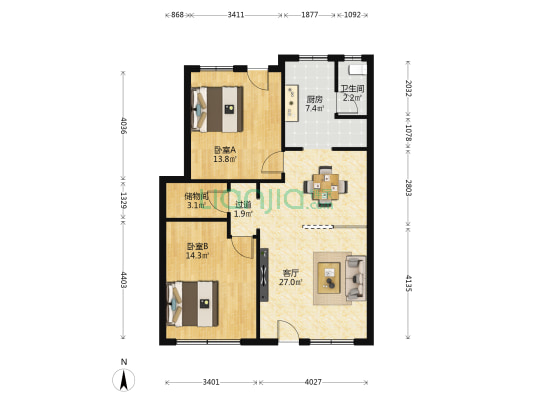 昌海公寓 2室1厅1卫 78平方