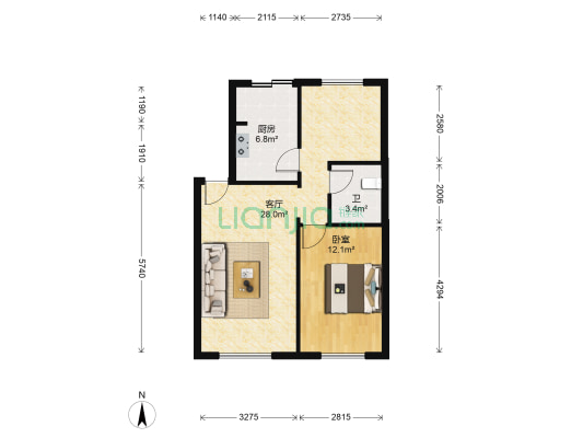 新竹花园三期 1室1厅1卫 65平方