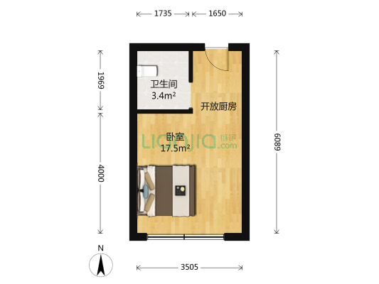 优客金街 1室0厅1卫 32平方