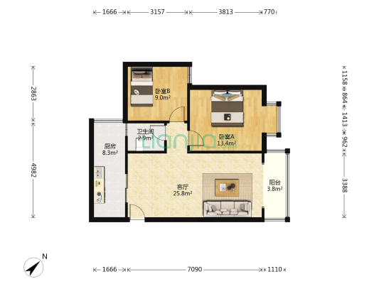 佳泉街216号 2室1厅1卫 72平方