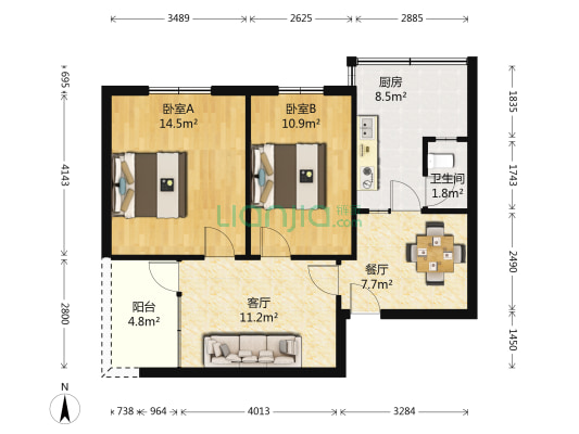 环城南路23号 2室2厅1卫 62平方