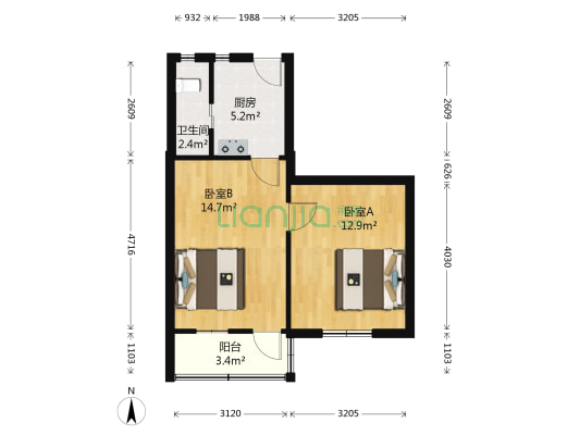 冶金新村 2室0厅1卫 49平方