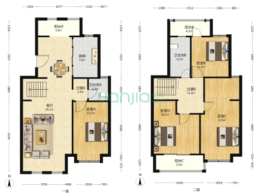 叶与城西区 4室1厅2卫 173平方