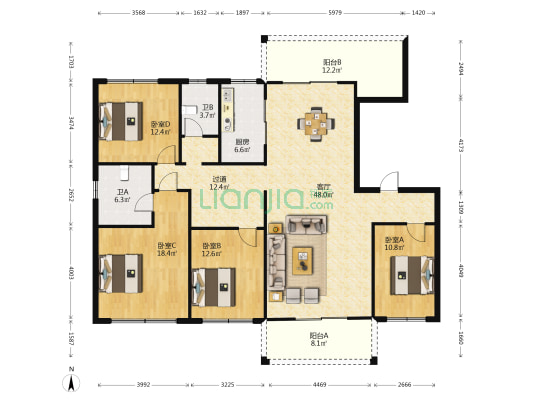 碧桂园贵安1号天境苑 4室1厅2卫 180平方