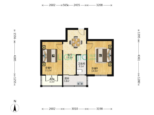 万康小区 2室1厅1卫 55平方