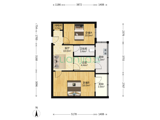 城关区政府雁滩住宅小区 2室1厅1卫 60平方