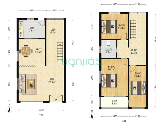 锦诚花园 3室2厅1卫 145平方