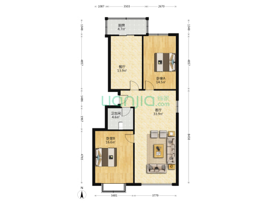 林业厅小区 2室2厅1卫 108平方